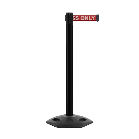 Montour Line Stanchion Belt Barrier Rubber Base Black Post 11ft.R.Auth.Belt MSR630-BK-AUTHRW-110